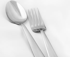 An Image of a silve spoon and fork